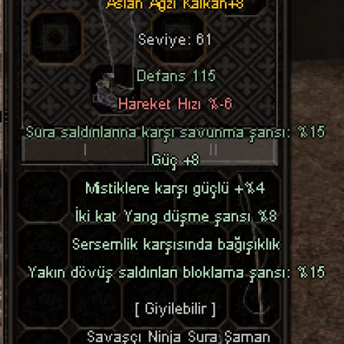  +8 ASLANAĞZI KALKAN 15 BLOK SERSEM 8 GÜÇ